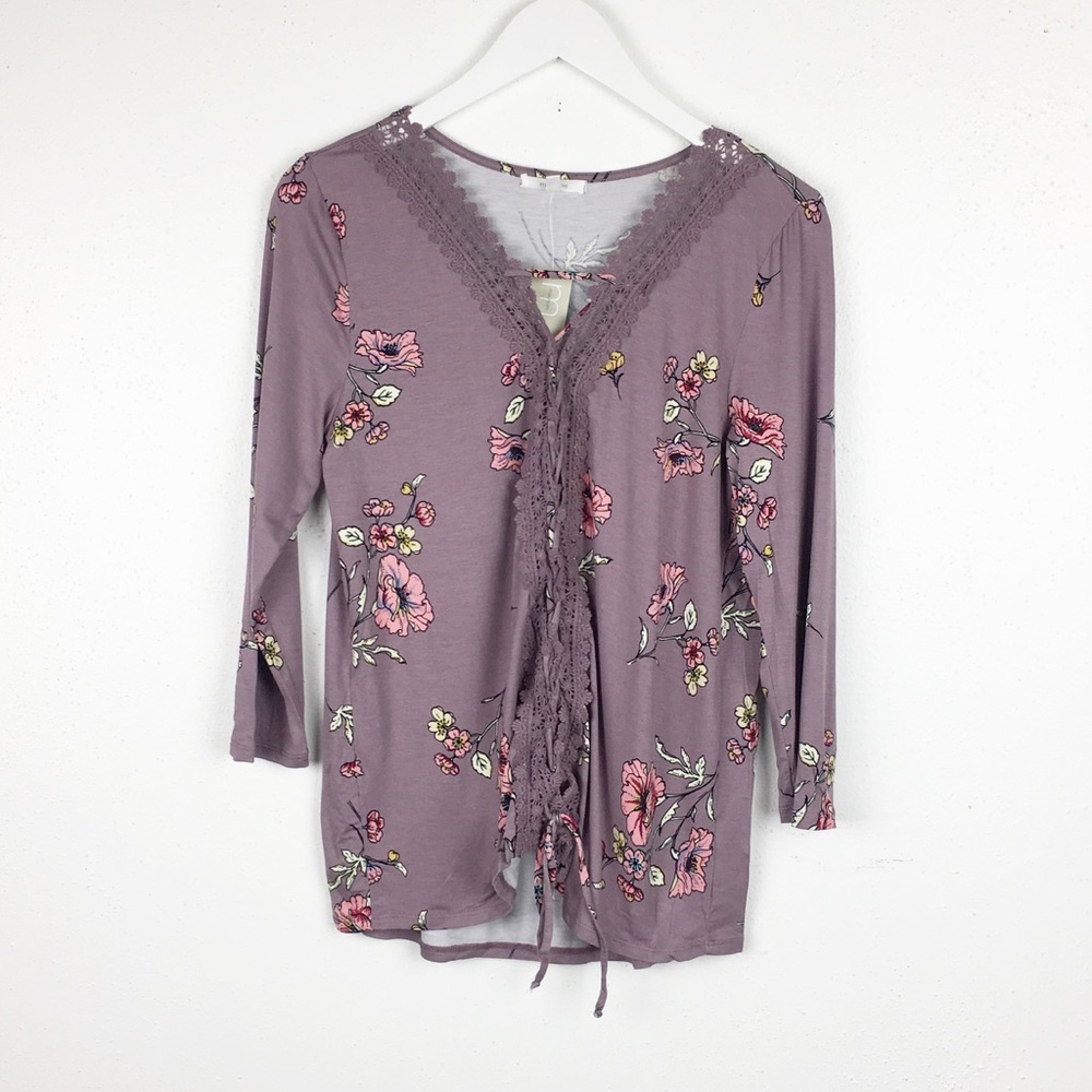 Maurices Women's Size M Purple Floral Blouse - Picture 1 of 5